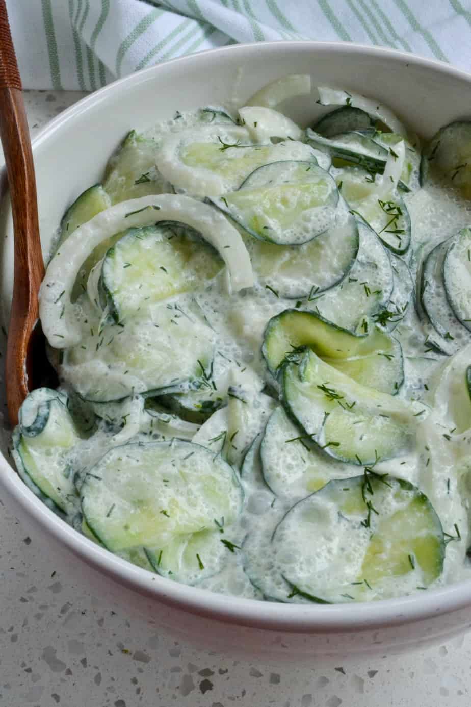 German cucumber salad with onions. 