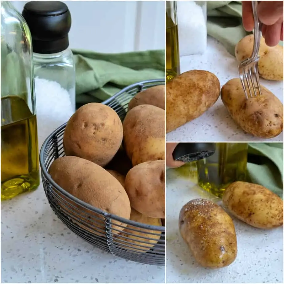 There are a few quick and easy steps to making oven baked potatoes. 