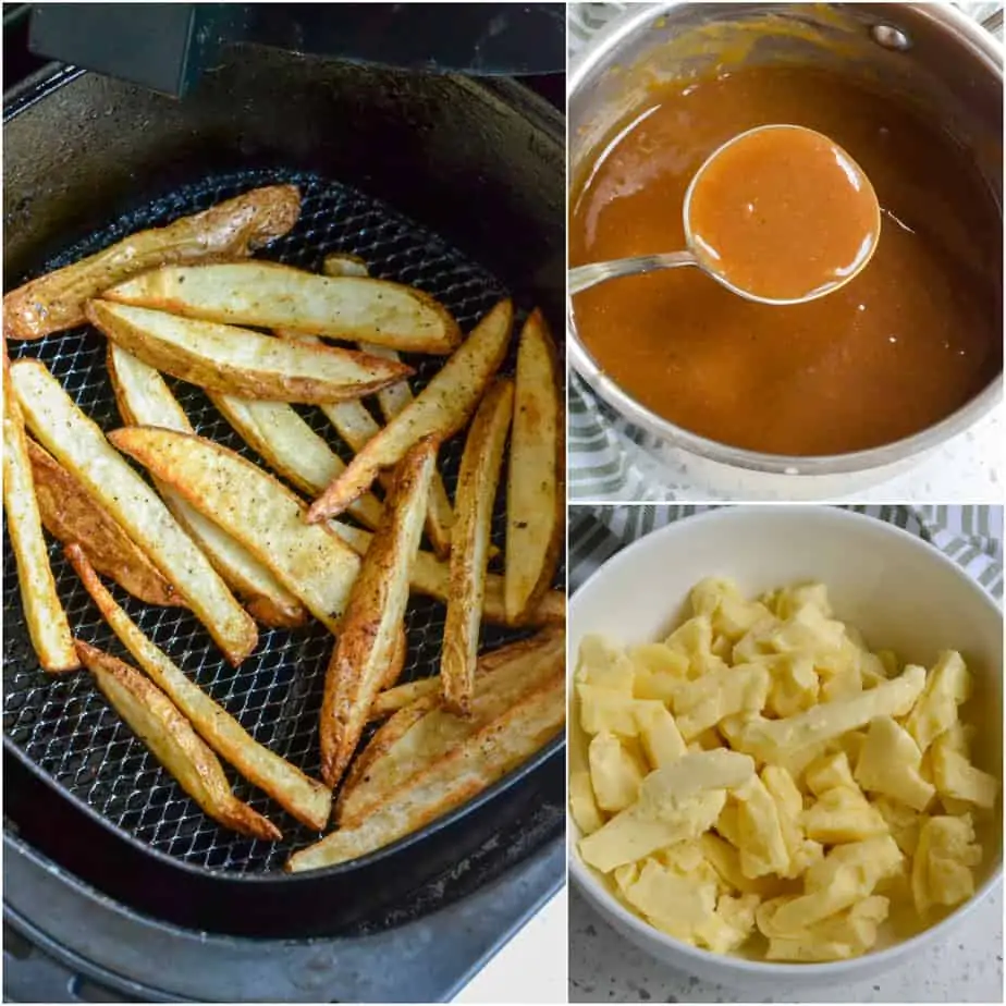 Canadian Poutine has three layers to it which include French fries, cheese curds, and gravy.