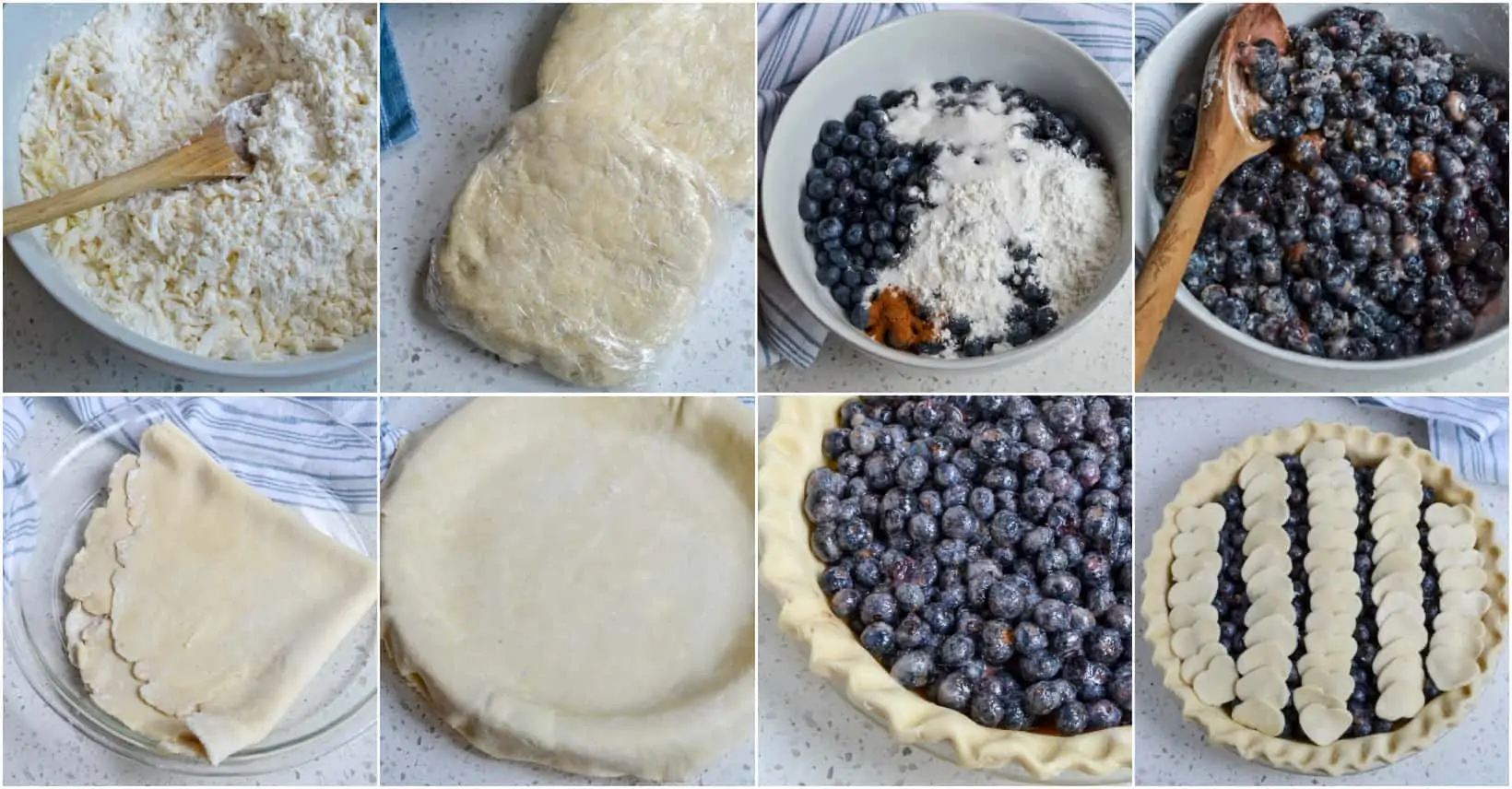 The steps to making a blueberry pie