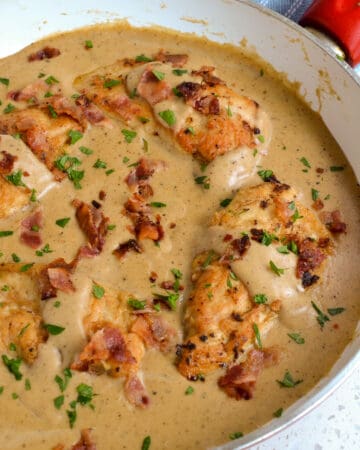 One skillet Smothered Chicken