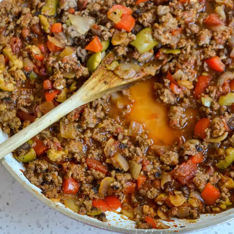 A saucy Cuban Picadillo skillet. 