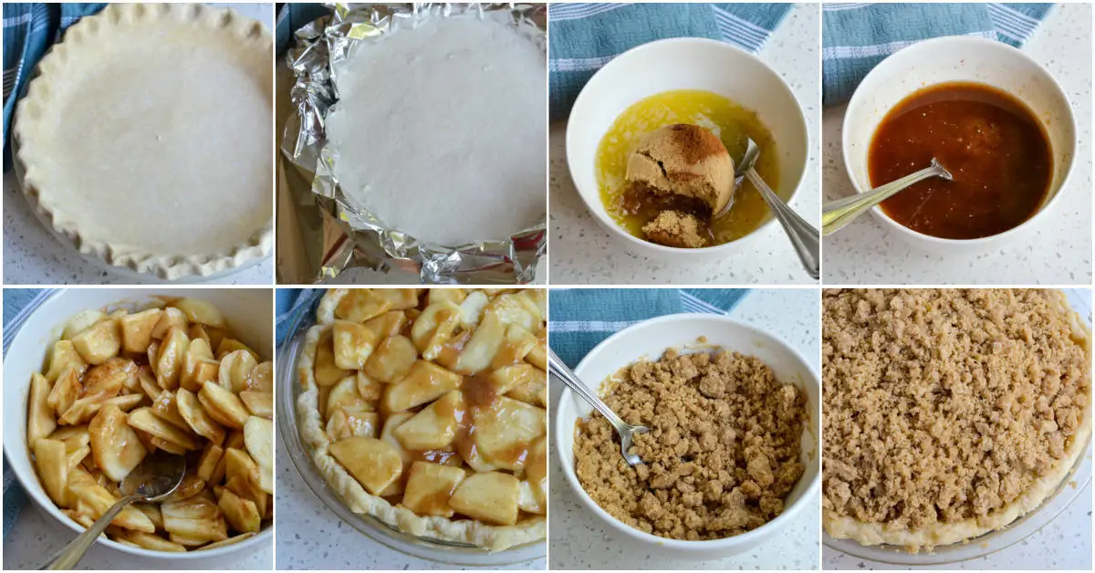 There are several steps to making an apple pie. 