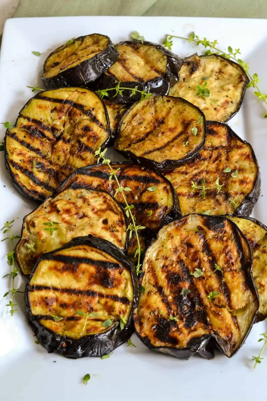 Fresh eggplant grilled with olive oil and herbs. 