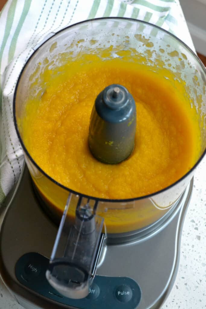 Puree the pumpkin in a food processor. 