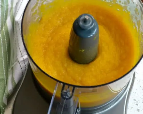 Pumpkin puree in a food processor