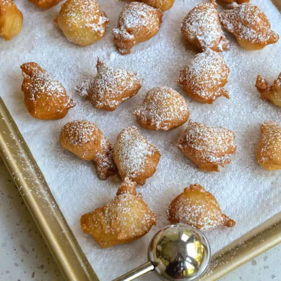 Italian Zeppole on a baking sheet