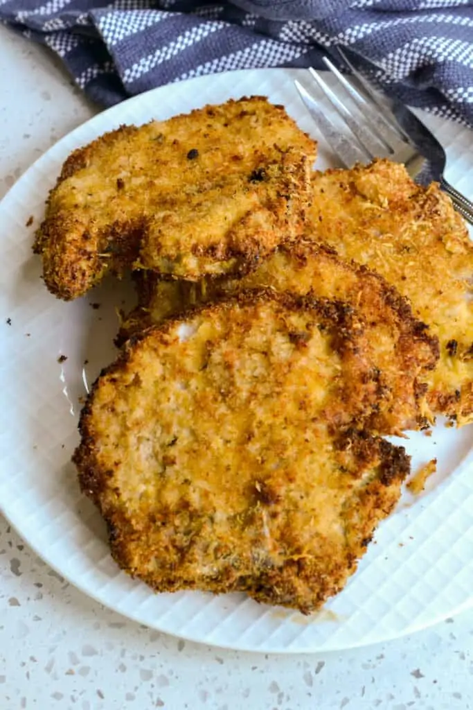 These air fryer pork chops are a nice change from fried pork chops with a lot less mess and calories, and they are much crispier than baking them in the oven.  