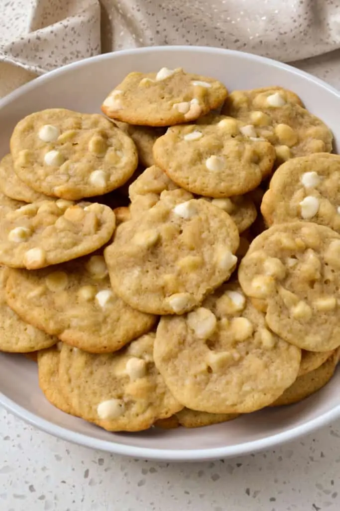 These White Chocolate Macadamia Nut Cookies are scrumptious with just the right balance of sweet and salty from white chocolate chips and macadamia nuts.