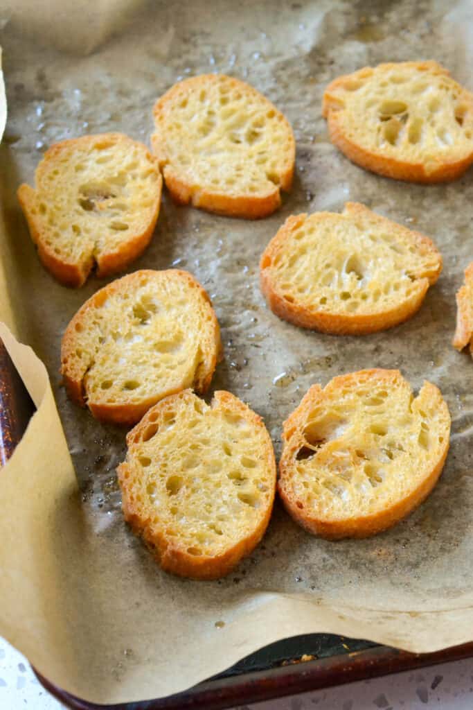 Fresh baked homemade crostini. 