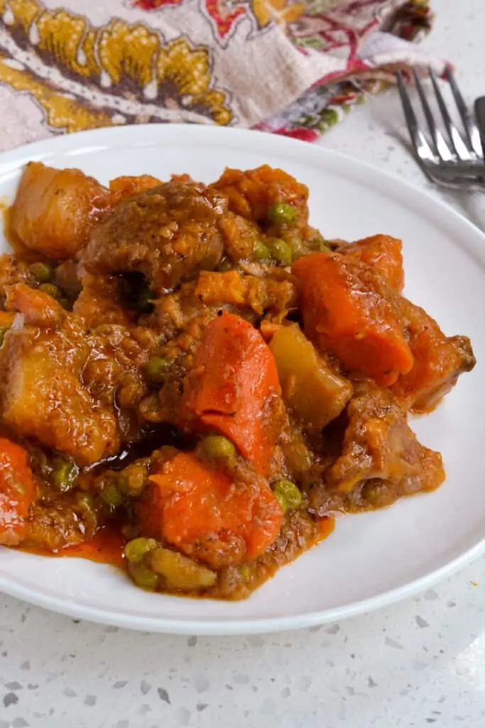 This stew is a favorite of ours and a nice change from beef or chicken. Enjoy this recipe cooked on the stovetop or in a crock pot.