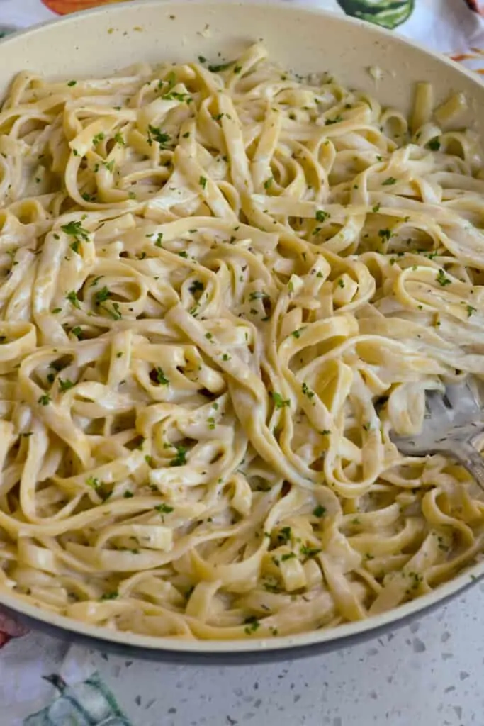 Fettucine noodles with homemade alfredo sauce