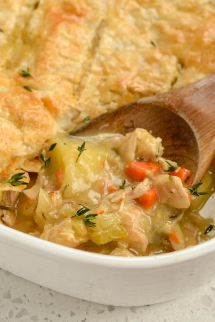 Homemade Chicken Pot Pie with a flaky pie crust.