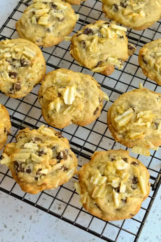 Allow the cookies to cool on the baking sheet for about 5 minutes before moving them to a wire rack to cool. 