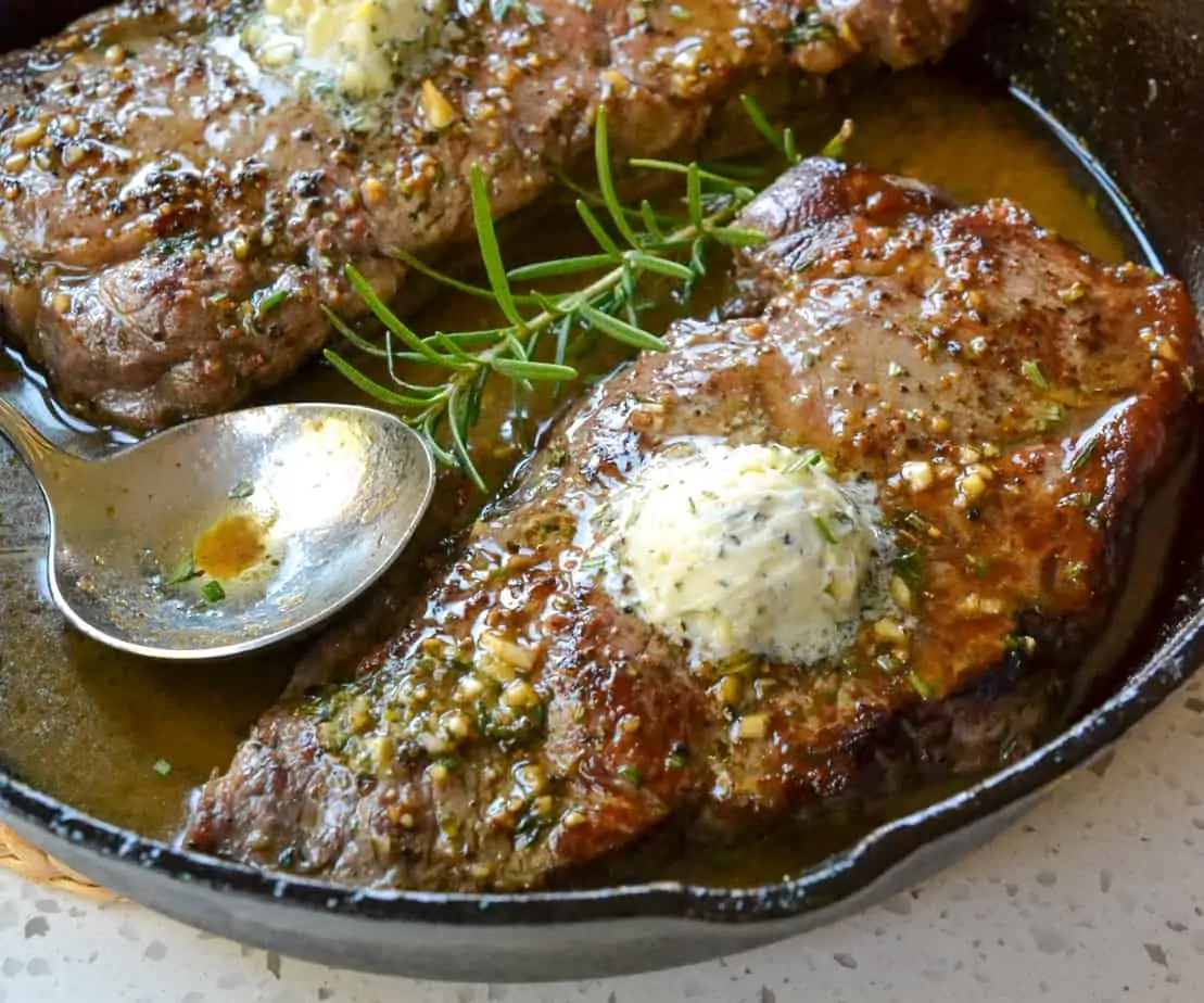 Strip Steak with Herb Butter