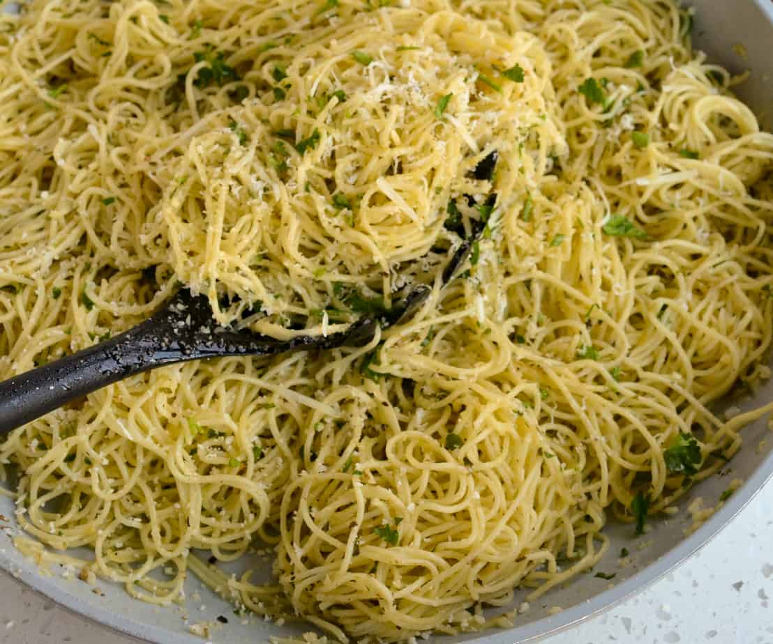 Angel Hair Pasta with Garlic and Parmesan - Small Town Woman