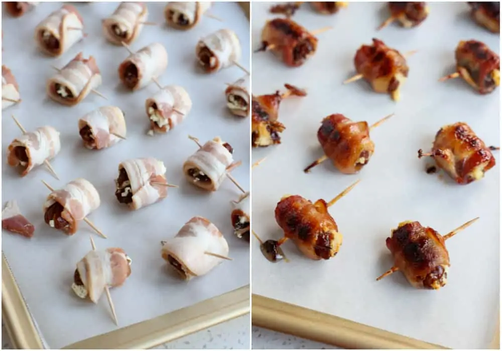 Making bacon wrapped dates is quick and easy. 