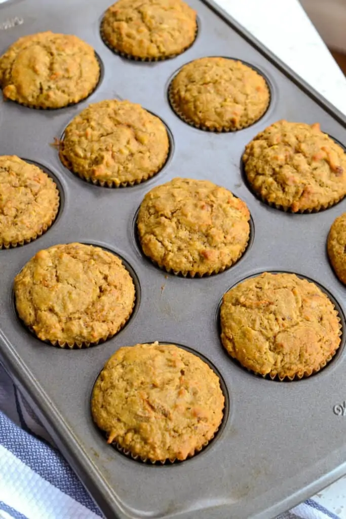 Breakfast has never been better with these delicious easy moist Bran Muffins with carrots, apples, and walnuts.  Bake up a batch today and get ready to lavish in the compliments. 