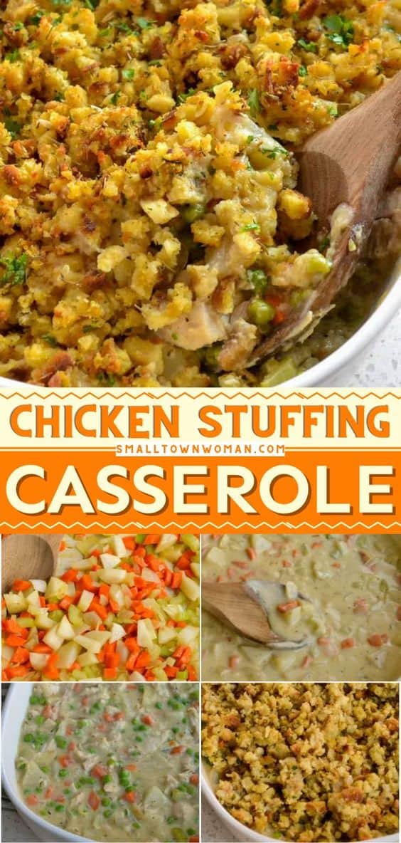 Chicken Stuffing Casserole {No Canned Soup} Small Town Woman