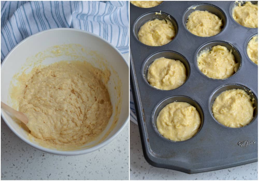 These corn muffins are easy to prepare and bake.