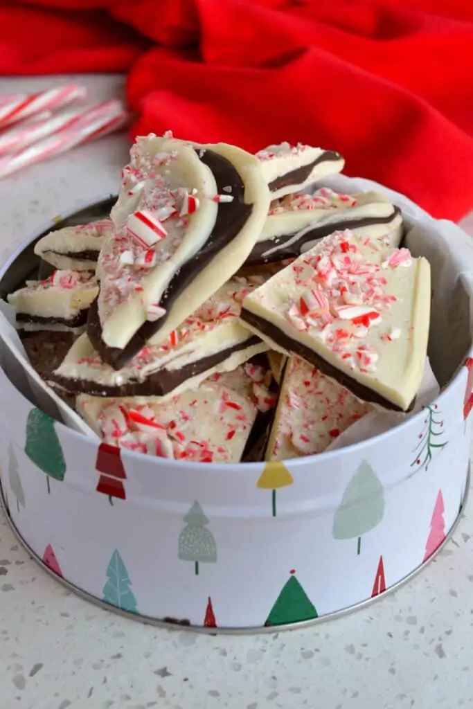 With just four ingredients and fifteen minutes of hands-on time you can make this delicious beautiful Peppermint Bark for the holidays.