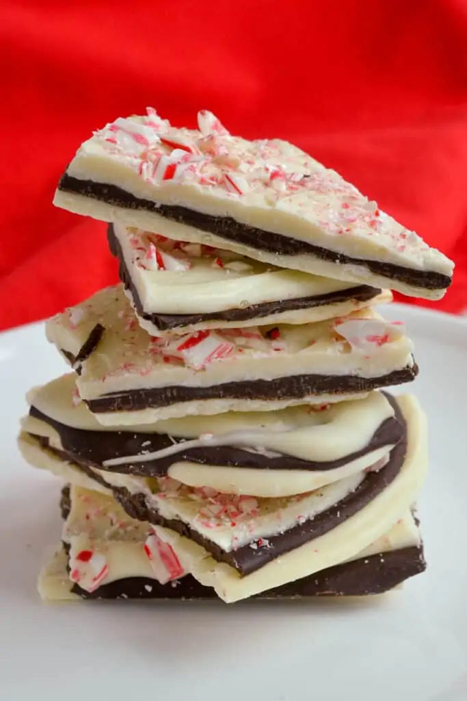 Kick the holidays up a notch with a quick homemade Peppermint Bark made easy in the microwave with just four ingredients.  