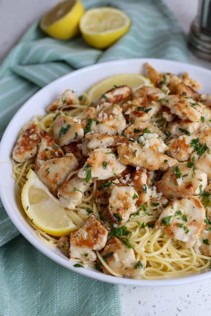 A bowl full of Chicken Scampi