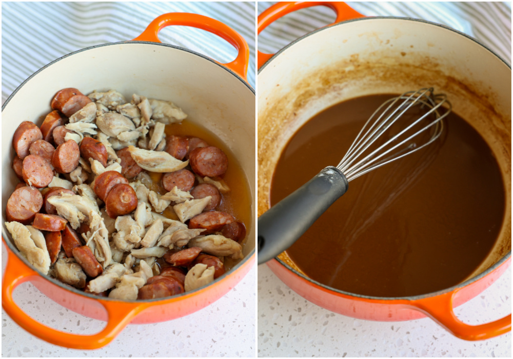 How to make chicken and sausage gumbo.