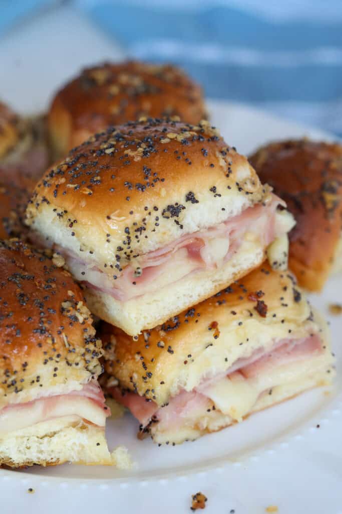 Party worthy Ham and Swiss Cheese Sliders.  