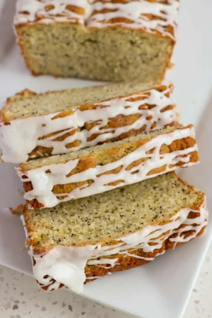 Lemon Poppy Seed Bread with a fresh lemon glaze. 