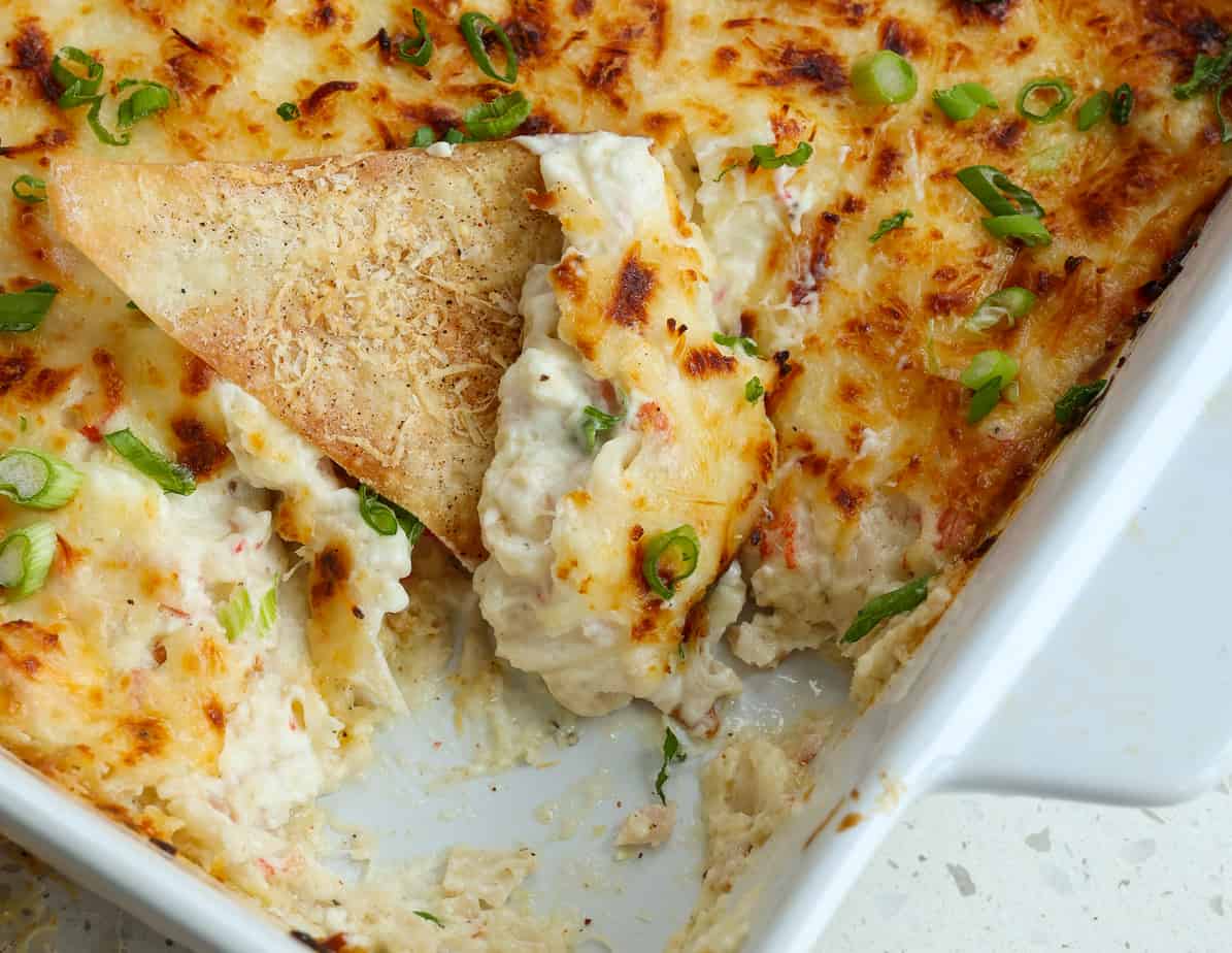 Easy Crab Rangoon Dip with Crispy Wonton Chips