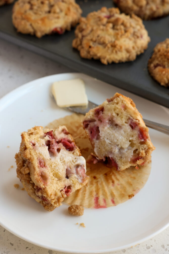 These freezer friendly on the go fresh strawberry muffins will keep things moving in the morning.