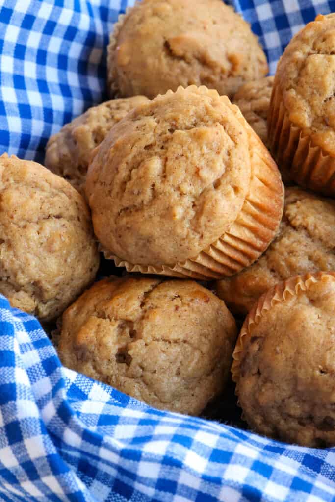 A basket full of applesauce muffins. 