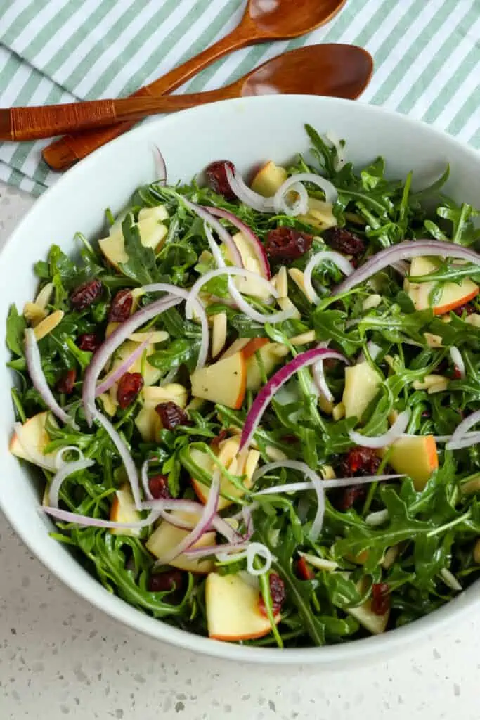 Easy Arugula Salad with Honey Lemon Mustard Vinaigrette. 