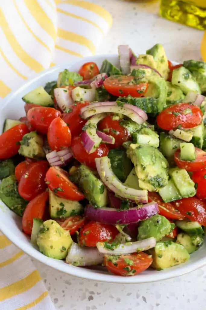 Fresh avocado salad with lemon honey vinaigrette. 