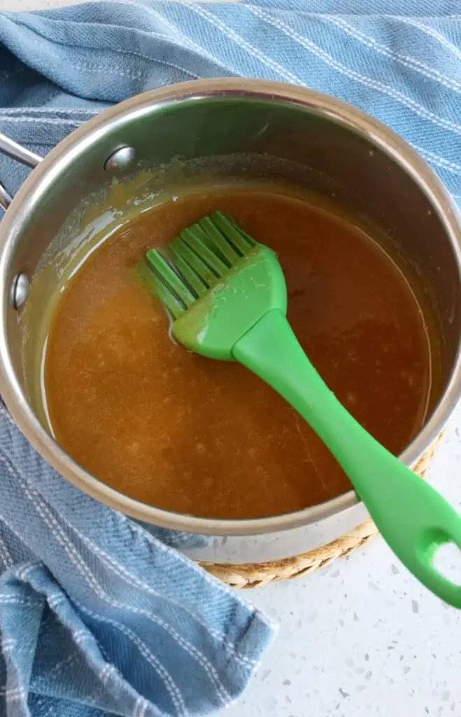 Make the brown sugar glaze on the stovetop in a small pan