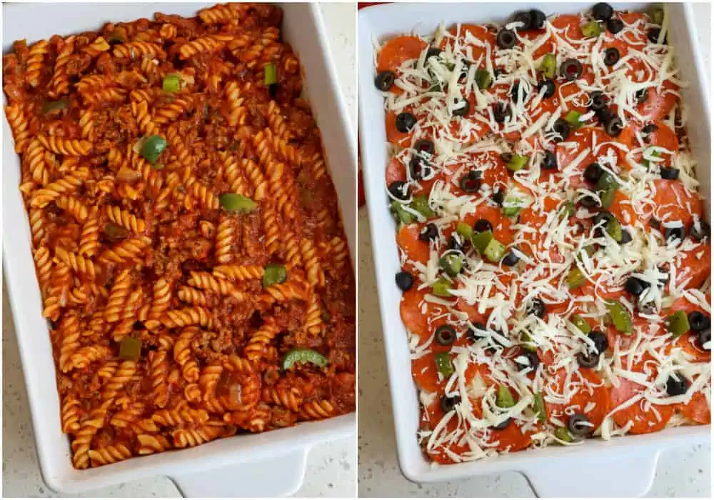 How to make pasta pizza casserole. 