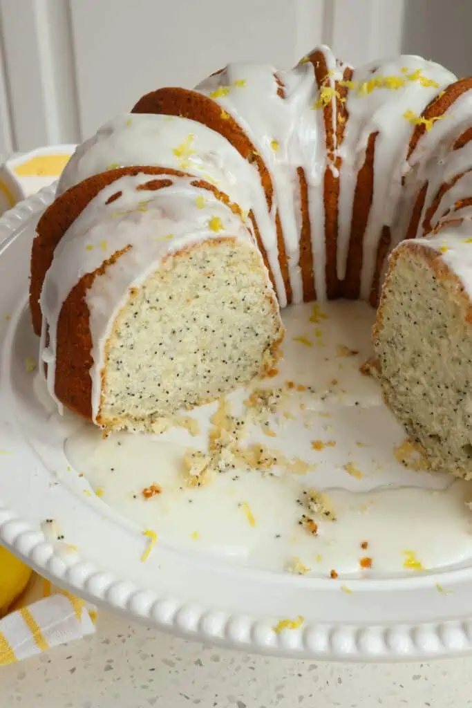 A moist and flavorful Lemon Poppy Seed Bundt Cake made with fresh lemon juice, lemon zest, poppy seeds, buttermilk and topped with an easy lemon glaze. 