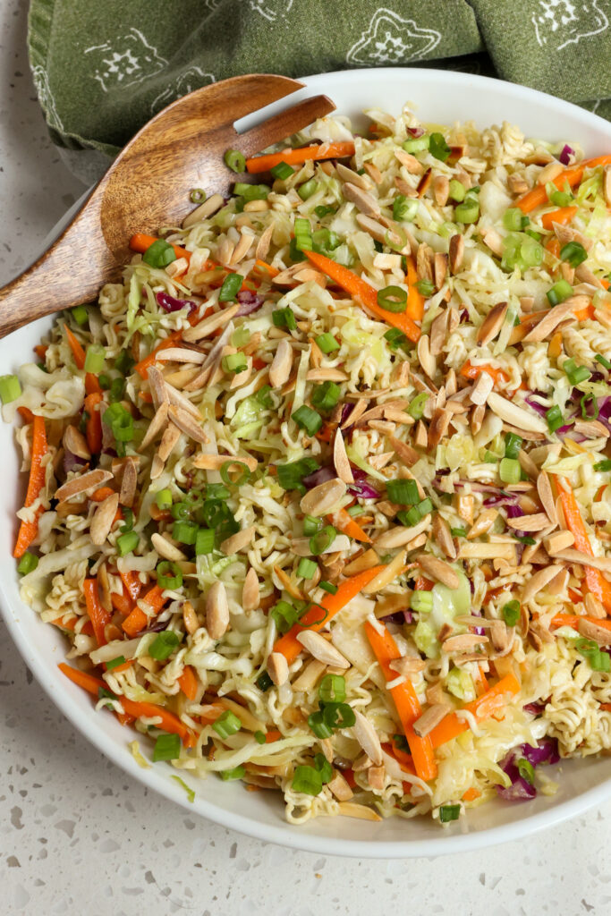 Ramen Noodle Salad is a quick and tasty side dish for all your summer grilling full of flavor from garlic and ginger. 