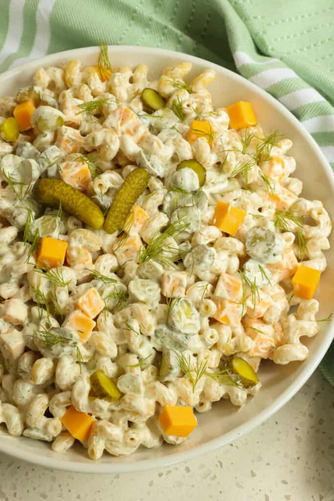 What's not to love about a chilled pasta salad with dill pickles and sweet fresh dill. 