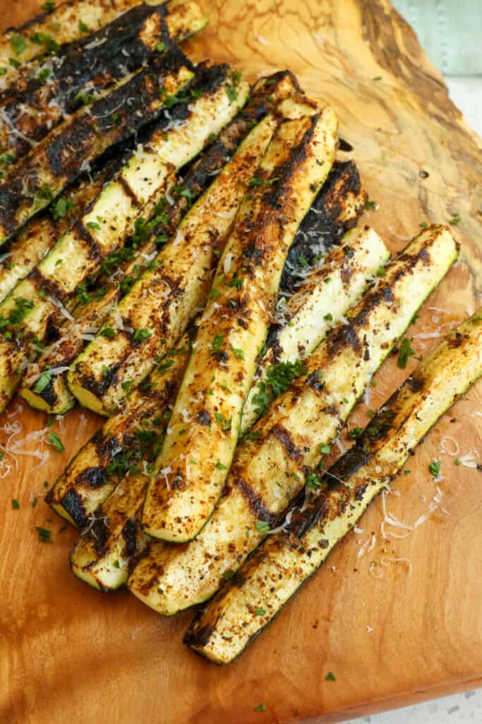 Grilled Zucchini is a quick, easy, healthy, and flavorful summer side dish for grilled chicken, shrimp, burgers, and brats.