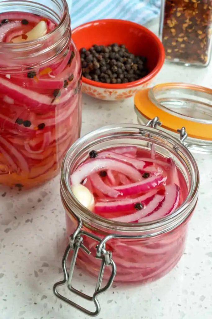 Try pickled onions on burgers, brats, sandwiches, burritos, tacos, casseroles, and so much more.