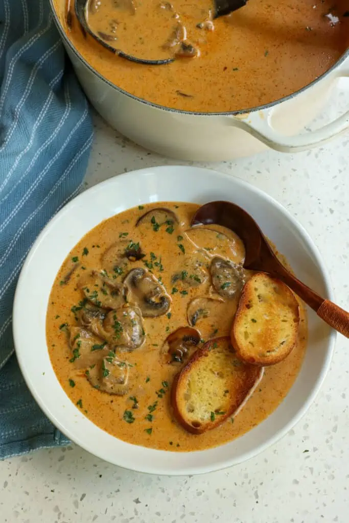 A creamy Hungarian Mushroom Soup made with fresh mushrooms, aromatic dill, and sweet Hungarian paprika