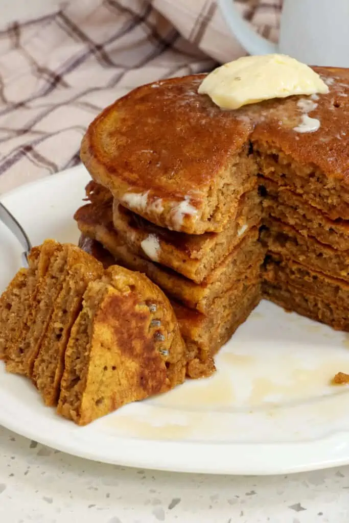 Made from scratch homemade Pumpkin Pancakes combine pumpkin puree and the perfect blend of fall spices. 