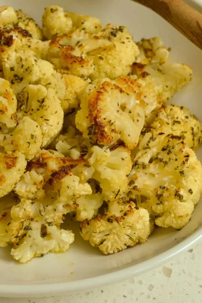 This is one of our favorite healthy ways to eat cauliflower and it is the perfect side dish for roasted chicken, grilled steak, or braised beef. 