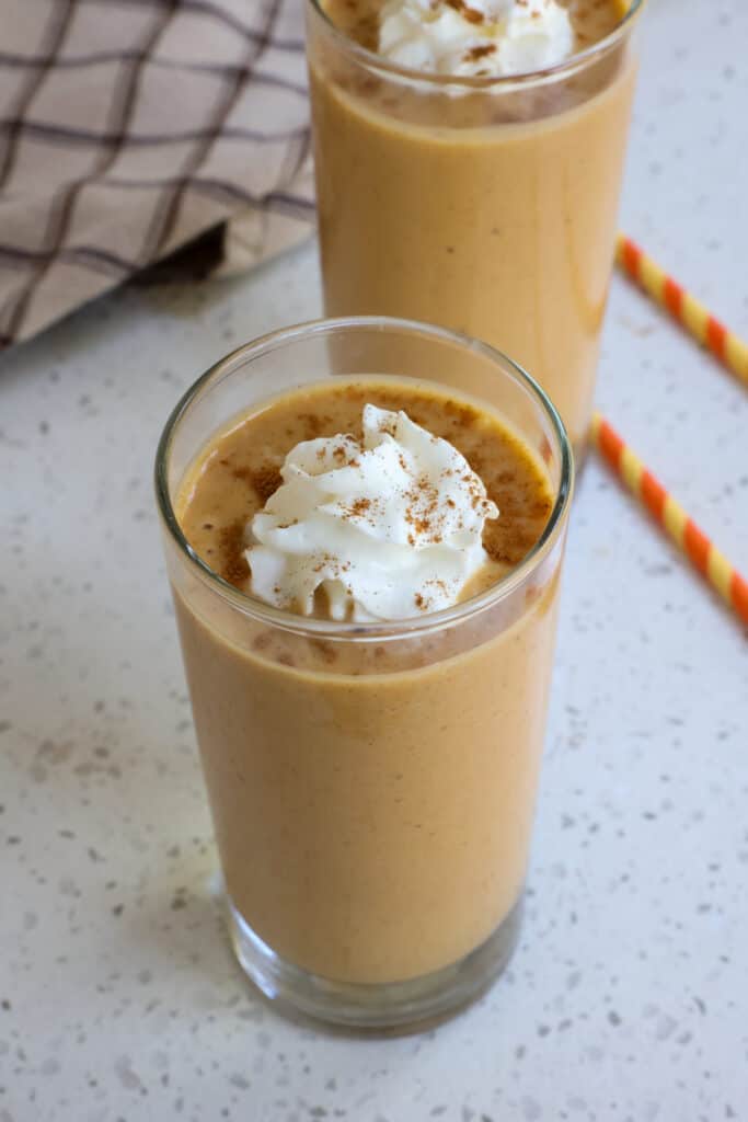Enjoy this pumpkin smoothie for breakfast or as a pick me up after school or work. 