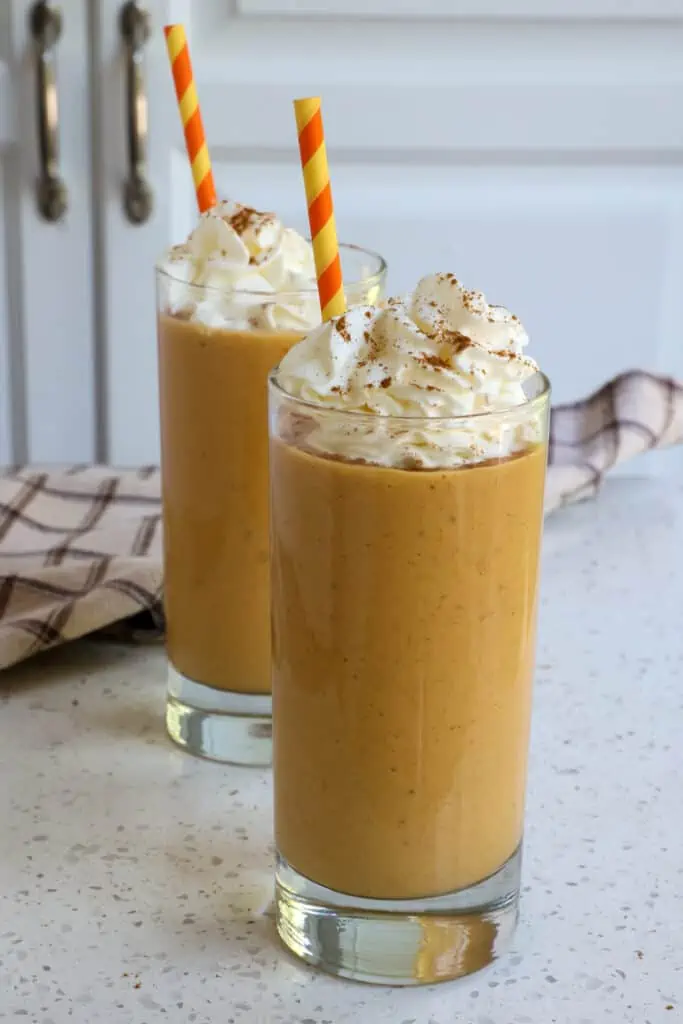 This pumpkin smoothie is a refreshing fall treat with the fresh flavors of pumpkin, cinnamon, nutmeg, and vanilla.