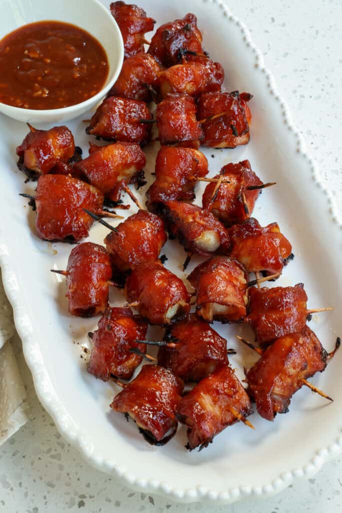 Bacon Wrapped Water Chestnuts are quick party-worthy appetizers that can be prepped in advance. 