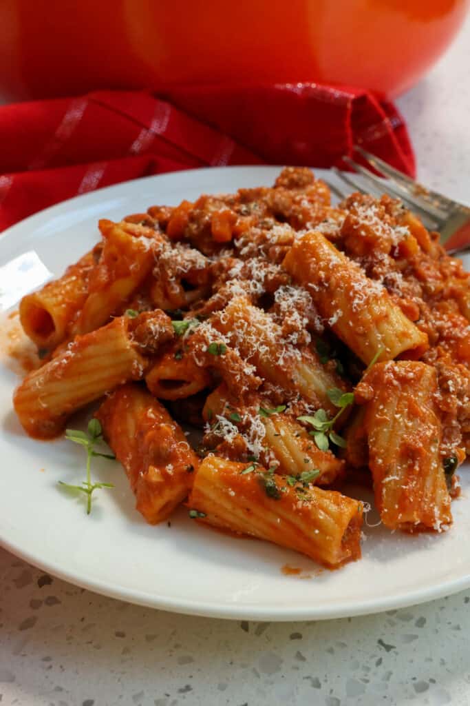 With its rich slow cooked flavor and fresh herbs, you will want to savor this Bolognese Pasta dish.