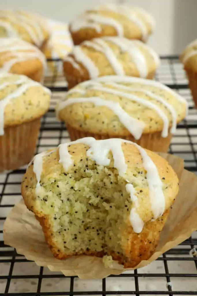 Quick and easy Lemon Poppy Seed Muffins with fresh lemon juice, lemon zest, sour cream, and poppy seeds make a moist and flavorful muffin for your morning coffee or evening dessert.